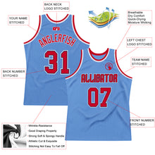 Load image into Gallery viewer, Custom Light Blue Red-Navy Authentic Throwback Basketball Jersey
