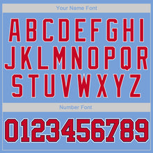 Load image into Gallery viewer, Custom Light Blue Red-Navy Authentic Throwback Basketball Jersey
