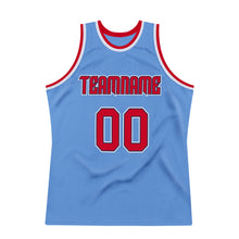 Load image into Gallery viewer, Custom Light Blue Red-Navy Authentic Throwback Basketball Jersey
