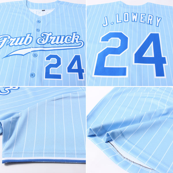 Custom Light Blue White Pinstripe Royal-White Authentic Baseball