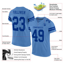Load image into Gallery viewer, Custom Light Blue Royal Mesh Authentic Football Jersey
