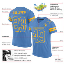 Load image into Gallery viewer, Custom Powder Blue Light Blue-Gold Mesh Authentic Football Jersey
