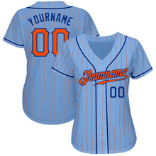 Load image into Gallery viewer, Custom Light Blue Orange Pinstripe Orange-Royal Authentic Baseball Jersey
