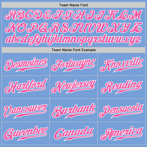 Custom Light Blue Pink Pinstripe Pink-White Authentic Baseball Jersey
