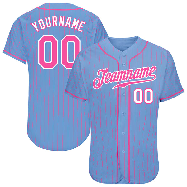 Custom Light Blue Pink Pinstripe Pink-White Authentic Baseball Jersey Fast  Shipping – FiitgCustom