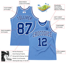 Load image into Gallery viewer, Custom Light Blue Royal-White Authentic Throwback Basketball Jersey
