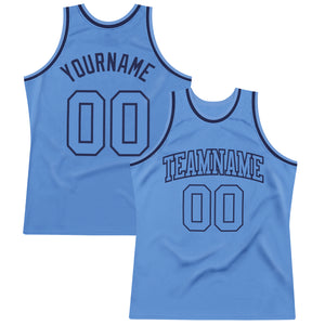 Custom Light Blue Light Blue-Navy Authentic Throwback Basketball Jersey
