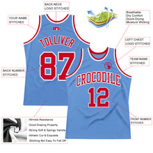 Load image into Gallery viewer, Custom Light Blue Red-White Authentic Throwback Basketball Jersey
