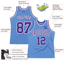 Load image into Gallery viewer, Custom Light Blue Purple-White Authentic Throwback Basketball Jersey
