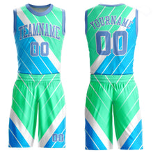 Load image into Gallery viewer, Custom Light Blue Light Blue-Green Round Neck Sublimation Basketball Suit Jersey
