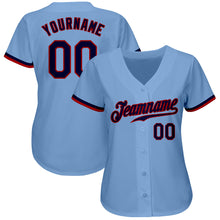 Load image into Gallery viewer, Custom Light Blue Navy-Red Authentic Baseball Jersey
