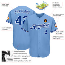 Load image into Gallery viewer, Custom Light Blue Royal-White Authentic Baseball Jersey
