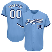 Load image into Gallery viewer, Custom Light Blue White-Navy Authentic Baseball Jersey
