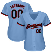 Load image into Gallery viewer, Custom Light Blue Black-Red Authentic Baseball Jersey
