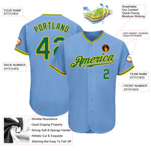 Load image into Gallery viewer, Custom Light Blue Kelly Green-Gold Authentic Baseball Jersey
