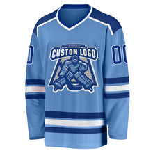 Load image into Gallery viewer, Custom Light Blue Royal-White Hockey Jersey
