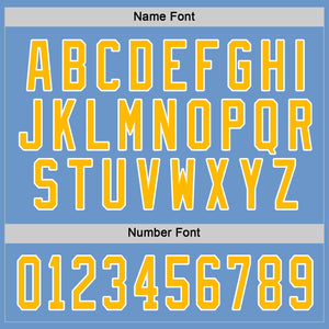 Custom Light Blue Gold-White Hockey Jersey