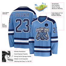 Load image into Gallery viewer, Custom Light Blue Navy-White Hockey Jersey
