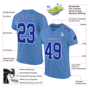 Custom Light Blue Royal-White Mesh Authentic Football Jersey