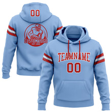 Load image into Gallery viewer, Custom Stitched Light Blue Red-White Football Pullover Sweatshirt Hoodie

