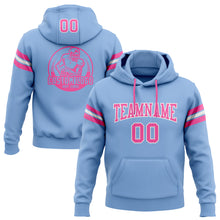 Load image into Gallery viewer, Custom Stitched Light Blue Pink-White Football Pullover Sweatshirt Hoodie
