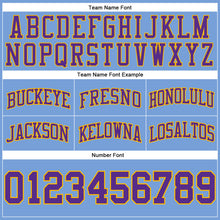 Load image into Gallery viewer, Custom Light Blue Purple-Gold Authentic Throwback Basketball Shorts
