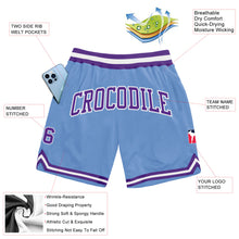 Load image into Gallery viewer, Custom Light Blue Purple-White Authentic Throwback Basketball Shorts
