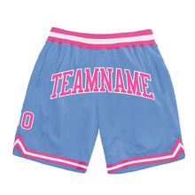 Load image into Gallery viewer, Custom Light Blue Pink-White Authentic Throwback Basketball Shorts
