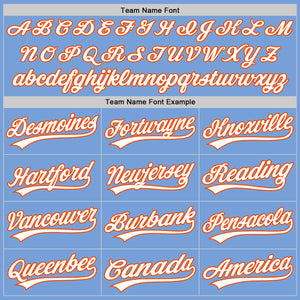 Custom Light Blue White-Orange Authentic Baseball Jersey