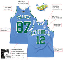 Load image into Gallery viewer, Custom Light Blue Kelly Green-White Authentic Throwback Basketball Jersey
