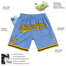 Load image into Gallery viewer, Custom Light Blue Gold-Black Authentic Throwback Basketball Shorts
