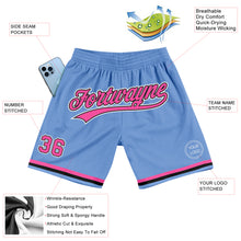 Load image into Gallery viewer, Custom Light Blue Pink-Black Authentic Throwback Basketball Shorts
