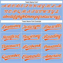 Load image into Gallery viewer, Custom Light Blue Orange Pinstripe White Authentic Baseball Jersey
