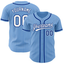 Load image into Gallery viewer, Custom Light Blue White Pinstripe Royal Authentic Baseball Jersey
