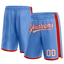 Load image into Gallery viewer, Custom Light Blue White-Red Authentic Basketball Shorts
