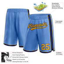 Load image into Gallery viewer, Custom Light Blue Gold-Navy Authentic Basketball Shorts
