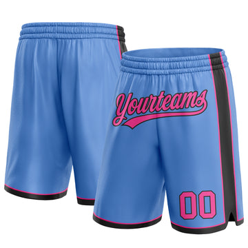 Custom Light Blue Pink-Black Authentic Basketball Shorts