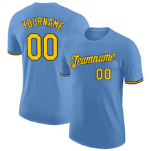 Load image into Gallery viewer, Custom Light Blue Yellow-Black Performance T-Shirt
