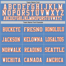 Load image into Gallery viewer, Custom Light Blue White-Orange Mesh Authentic Football Jersey
