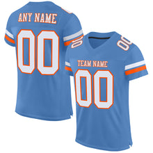 Load image into Gallery viewer, Custom Light Blue White-Orange Mesh Authentic Football Jersey
