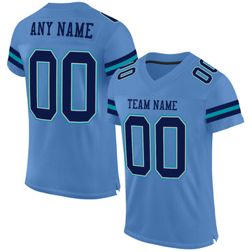 Custom Electric Blue Navy Gray-Teal Mesh Authentic Football Jersey
