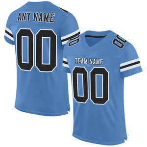 Custom Electric Blue Black-White Mesh Authentic Football Jersey