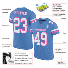 Load image into Gallery viewer, Custom Electric Blue White-Pink Mesh Authentic Football Jersey
