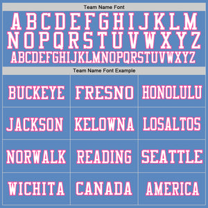 Custom Light Blue White-Pink Mesh Authentic Football Jersey