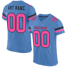 Load image into Gallery viewer, Custom Light Blue Pink-Black Mesh Authentic Football Jersey
