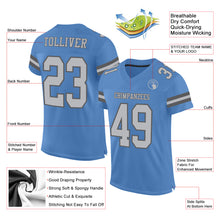 Load image into Gallery viewer, Custom Electric Blue Gray-Steel Gray Mesh Authentic Football Jersey
