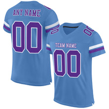 Load image into Gallery viewer, Custom Light Blue Purple-White Mesh Authentic Football Jersey
