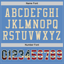 Load image into Gallery viewer, Custom Light Blue Vintage USA Flag-City Cream Mesh Authentic Football Jersey
