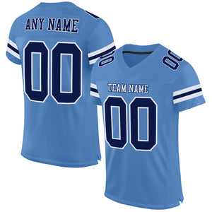 Custom Electric Blue Navy-White Mesh Authentic Football Jersey