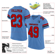 Load image into Gallery viewer, Custom Light Blue Red-Black Mesh Authentic Football Jersey
